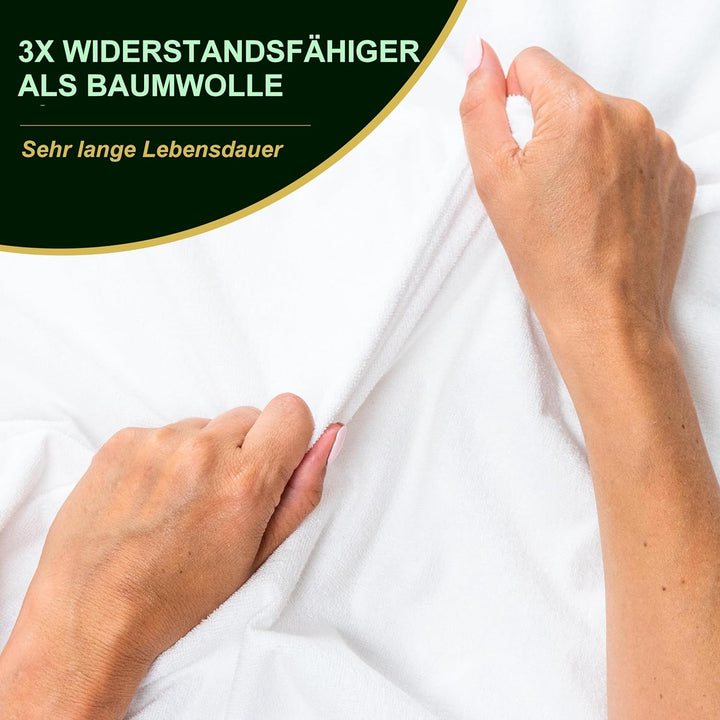 2 Stück Matratzenschoner 140 x 190/200 cm - wasserdicht leise - atmungsaktiv - 100 % Bambus - Höhe 3