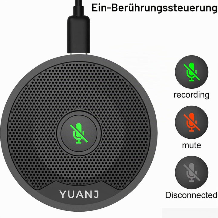 YUANJ USB Mikrofon PC für Konferenz, Konferenzmikrofon 360º Spracherkennung Plug &amp; Play, PC Tischmik