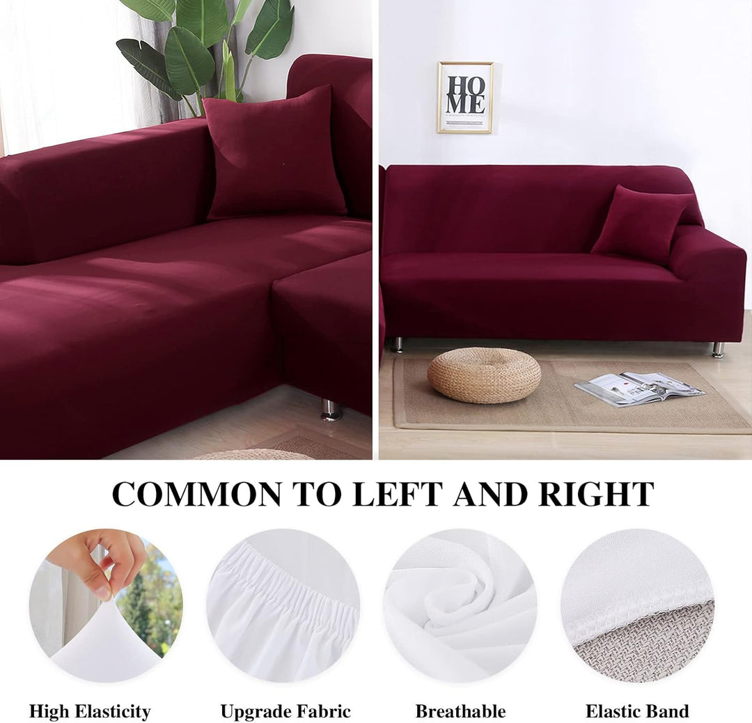 Jaotto Sofa Überwürfe Sofabezug Elastische Spandex Stretch Sofabezüge Couchbezug für L-Form Sofa Uni