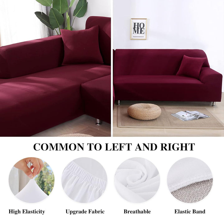 Jaotto Sofa Überwürfe Sofabezug Elastische Spandex Stretch Sofabezüge Couchbezug für L-Form Sofa Uni