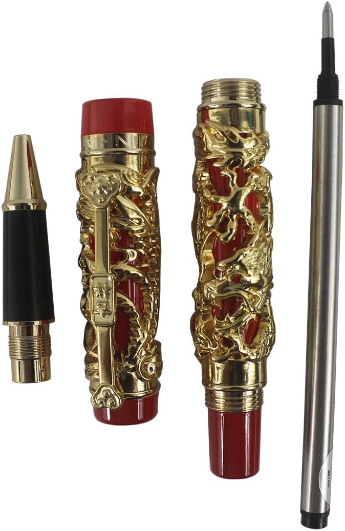 Abcsea Sammler Luxus Geschnitzten Drachen Und Phoenix Rollerball - Gold & rot, Gold & rot