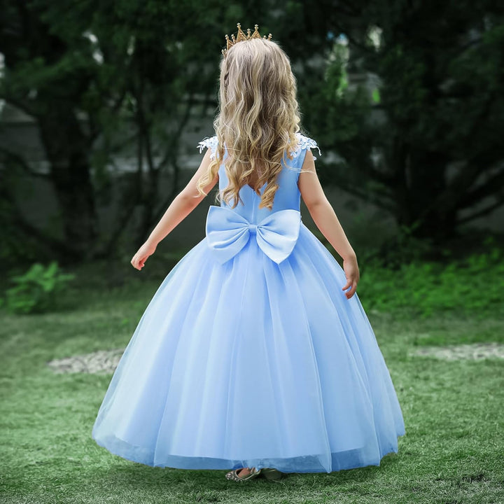 LOLANTA Festliches Kleid Mädchen, Prinzessin Kleider Mädchen Hochzeit, Rosa/Weiss/Blaues Tüllkleid f