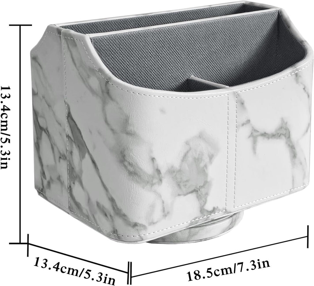 360° Drehbarer FernbedienungShalter,Handys Aufbewahrung,PU Leder Kosmetikpinsel Organizer mit 5 Fäch