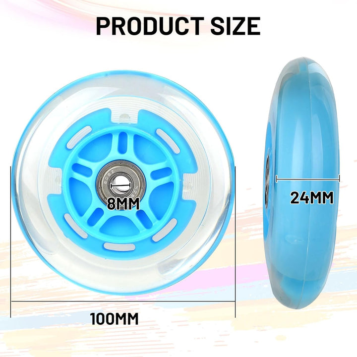 DBREAKS Leuchtende Stunt Scooter Rollen, 2 Stück LED-Lichtrollen, 100mm Led Scooter Ersatzräder Räde