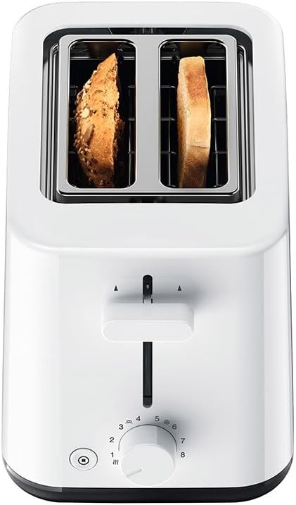Braun Breakfast1 HT1010WH Toaster with 2 Slots, 8 Toast Levels, Pull Out Tray, Bread Lifter, Bun War