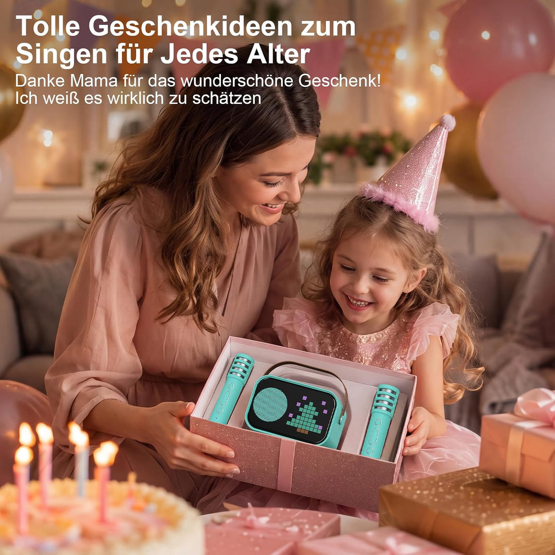 JYX Karaoke Anlage mit 2 Mikrofonen, Karaoke Maschine Kinder mit Professionellem Begleitmodus, Bluet