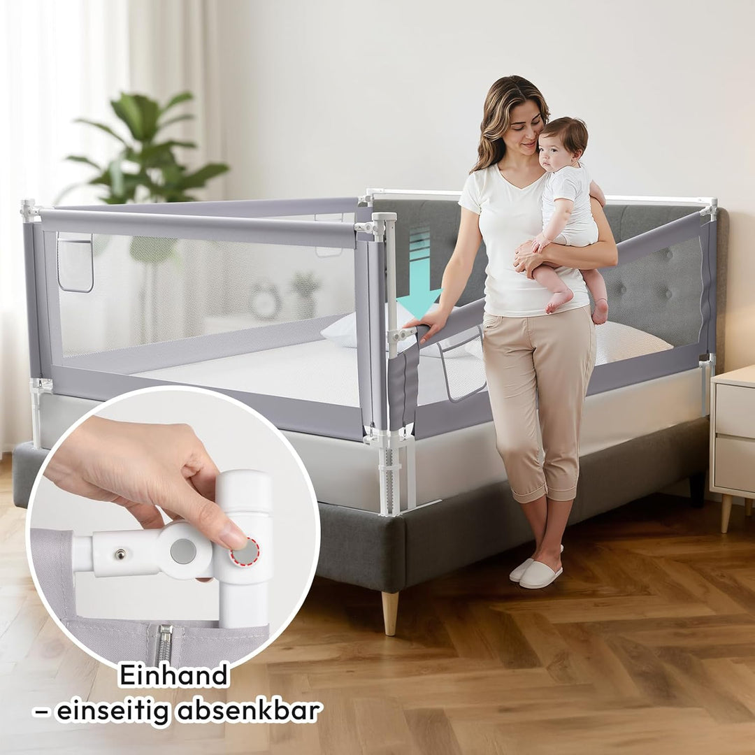 Julrrimg Bettgitter Rausfallschutz Bett 180cm - Rausfallschutz Boxspringbett Höhenverstellbar in 30