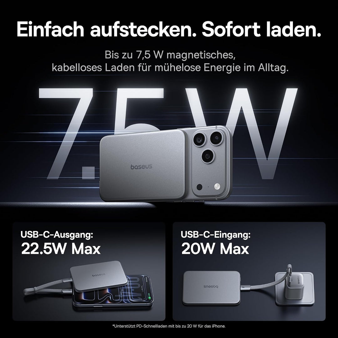 Baseus Picogo Air 0.69cm Ultra Slim 5000mAh Magsafe Powerbank, CCC Zertifizierung Magnetische tragba