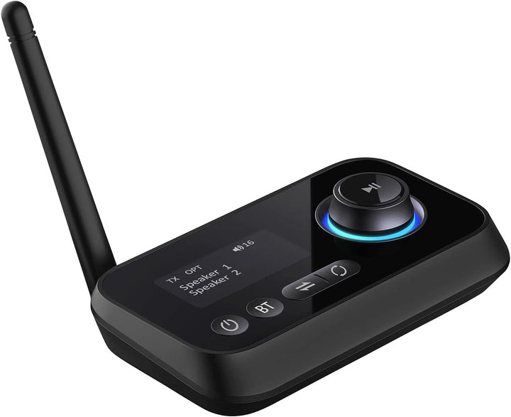 auvisio Transmitter, Bluetooth: 2in1-Audio-Sender und -Empfänger mit Bluetooth 5, TOSLINK, LED-Displ