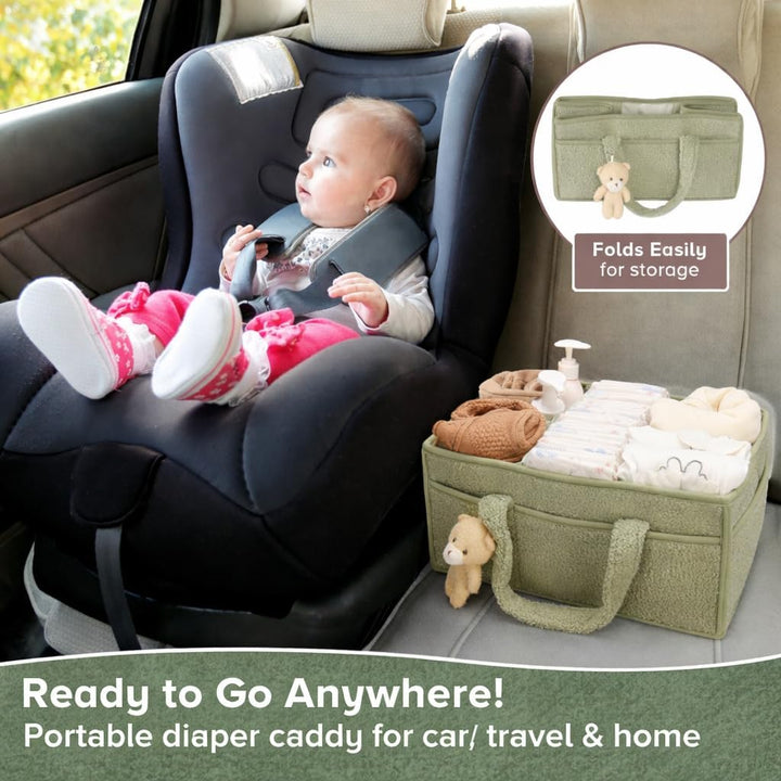 Baby-Windel-Caddy Organizer für Wickeltisch, Baby-Aufbewahrungskorb für Windeln und Feuchttücher, Ge