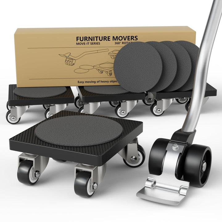 ONEON Möbel Transportrollen Set für Umzug Schwere Möbel, 1.25" Sanfte Möbelroller aus TPE, 227 KG Ma