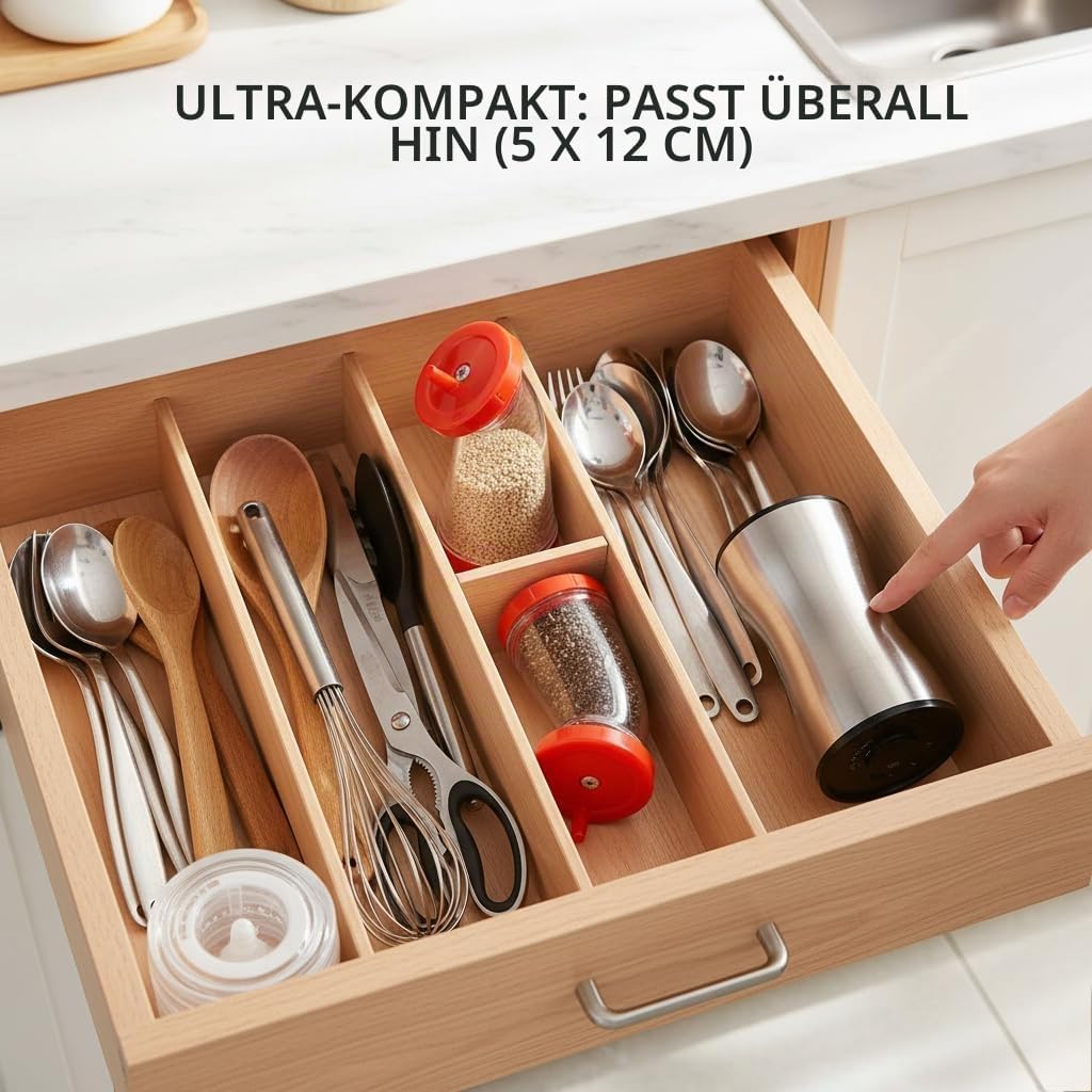 2er Set Sesammühle & Leinsamenmühle Manuell – 12cm Kompakt-Handmühle mit Edelstahl-Mahlkern – Präzis
