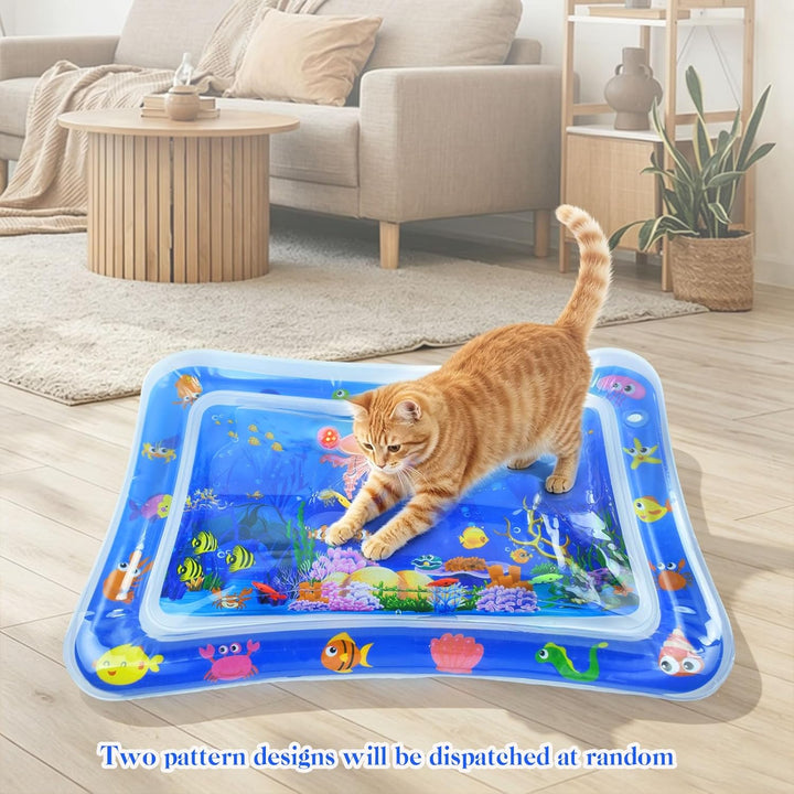Wassermatte Katze LED Wasserspielmatte Katzen Wasser Spielmatte, Verdickte Wassersensorik Spielmatte