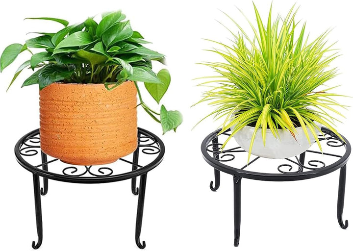 2 Stück Pflanzenständer Metall, Blumenhocker, Kunst-Topfhalter Schmiedeeisen, Flowerpot Basis, Retro