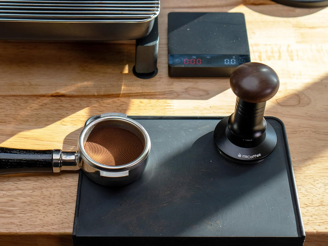 MiiCoffee Espresso-Kaffeestampfer 58,5 mm, ebener Kaffeestampfer für 58-mm-Siebträger, verstellbare