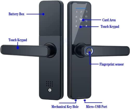 Biometrisches Fingerabdruck-Türschloss für Holztüren, Bluetooth elektronisch, kompatibel mit Tuya Sm