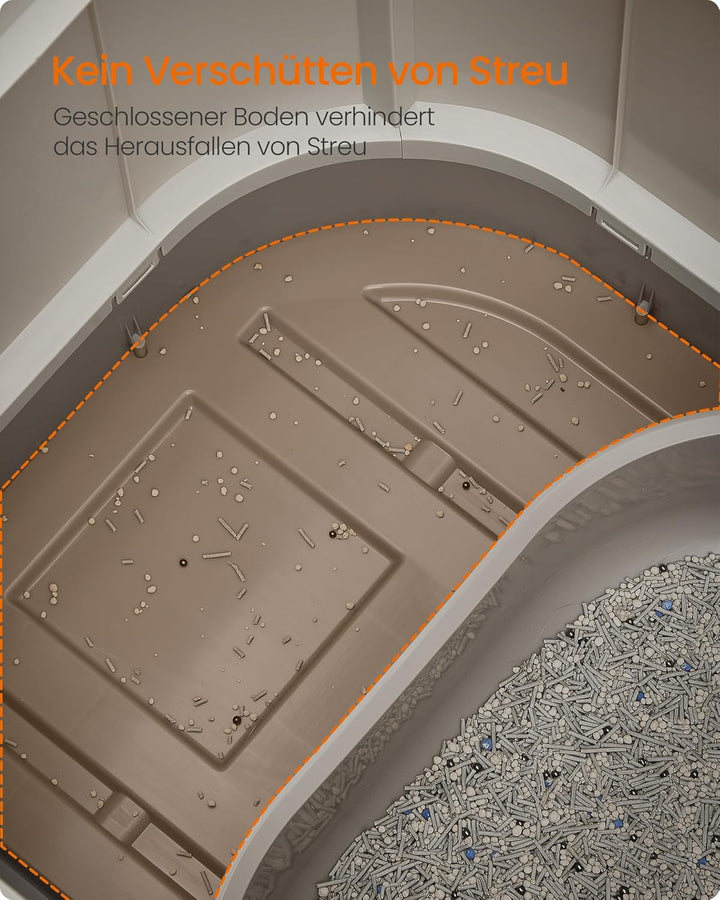 Feandrea Katzenklo, Katzentoilette XXL, mit Deckel, ausziehbares Tablett, Schaufel, Bürste, geräumig