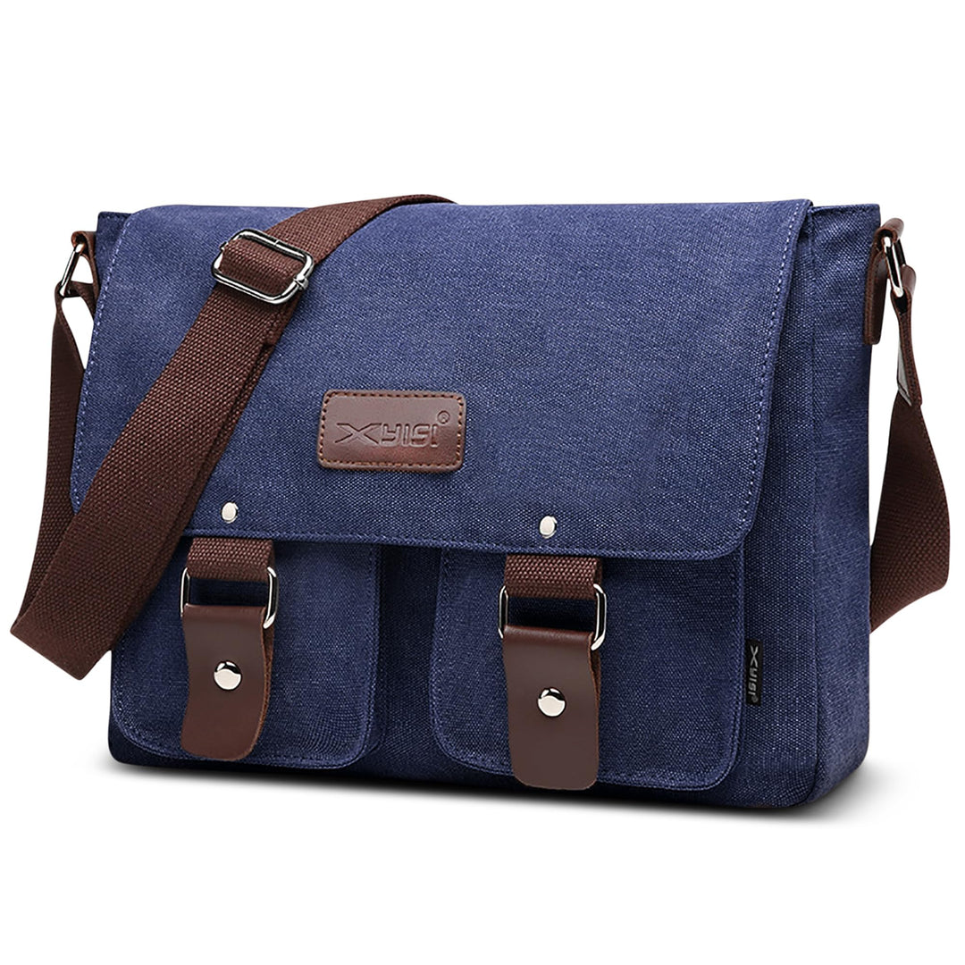 DORRISO Mode Umhängetasche Herren Schultertasche Leinwand Schultertaschen für 13.3 Zoll Laptop Kurie