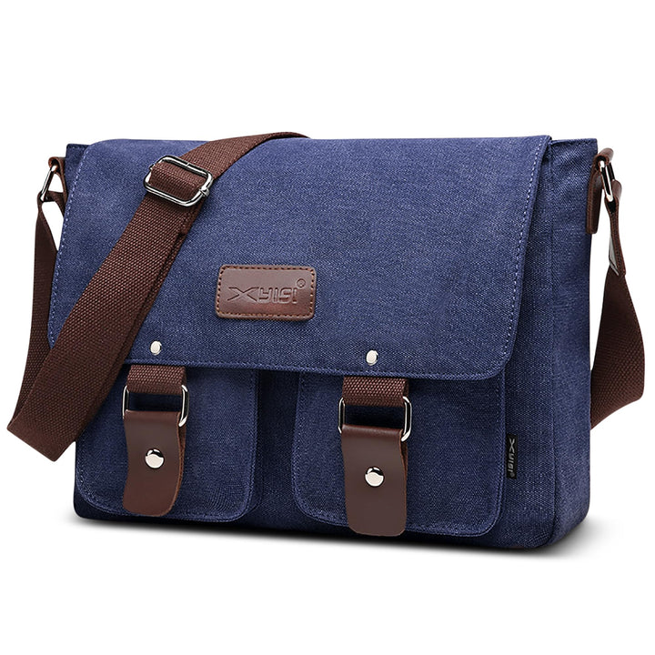 DORRISO Mode Umhängetasche Herren Schultertasche Leinwand Schultertaschen für 13.3 Zoll Laptop Kurie