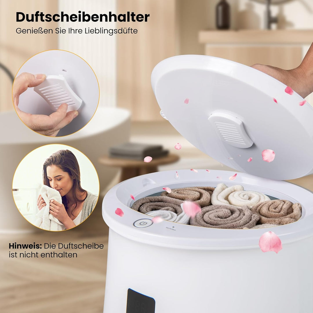 COSTWAY 20L Handtuchwärmer Eimer, Handtuchtrockner mit LED-Anzeige, 1-Knopf-Bedienung & Timer, Decke