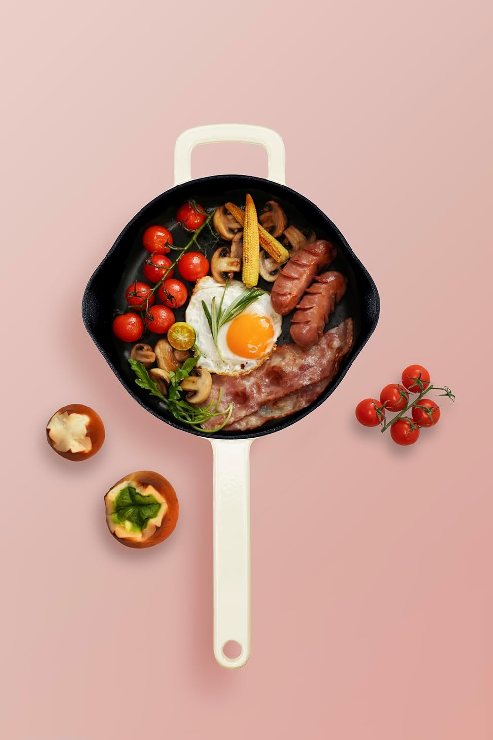 Fissler Moments Collection/Emaillierte Gusseisen-Pfanne (Ø 24 cm) antihaftend, hoher Rand, mit Ausgi