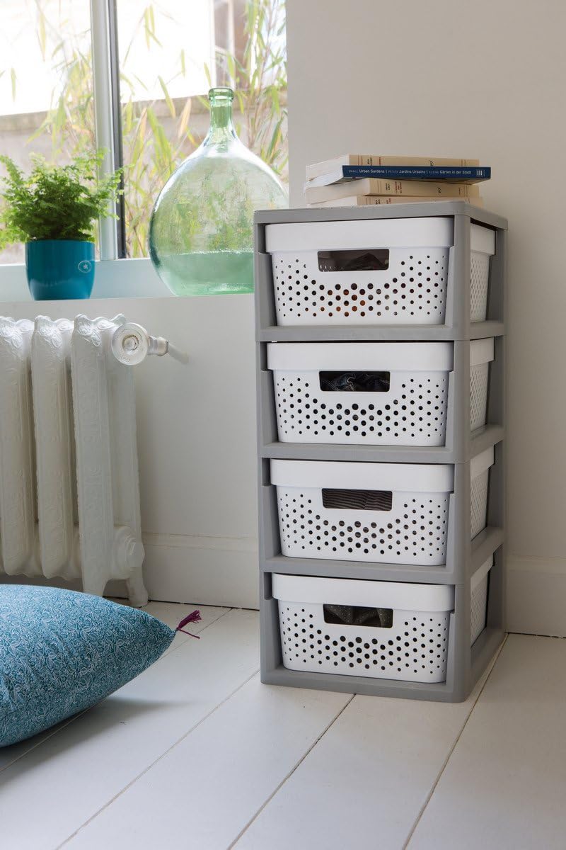 Curver Regal INFINITY mit 4 Schubladen 30.0x36.0x69.0 Grau/Weiss, 30.0x36.0x69.0 Grau/Weiss