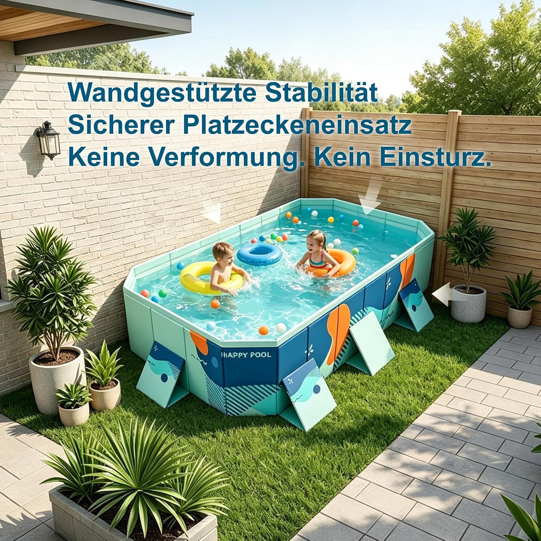 Faltbarer Pool Nicht-aufblasbarer Tragbarer Swimmingpool Schwimmbad Verdickter Rutschfester PVC Schw