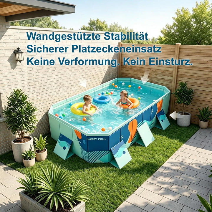 Faltbarer Pool Nicht-aufblasbarer Tragbarer Swimmingpool Schwimmbad Verdickter Rutschfester PVC Schw