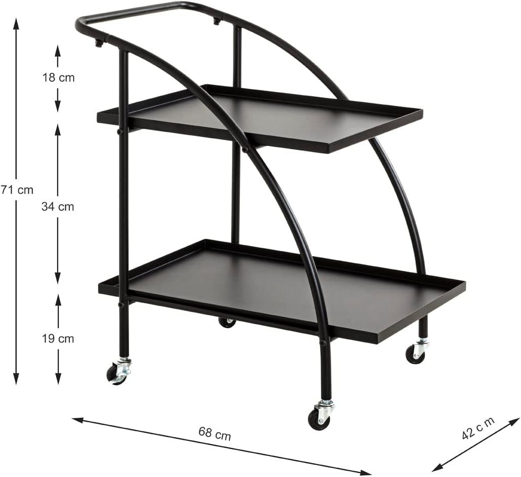 HAKU Servierwagen schwarz, Metall - Masse: B 68 x H 71 x T 42 cm, Style: Modern