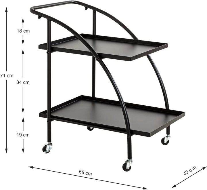 HAKU Servierwagen schwarz, Metall - Masse: B 68 x H 71 x T 42 cm, Style: Modern