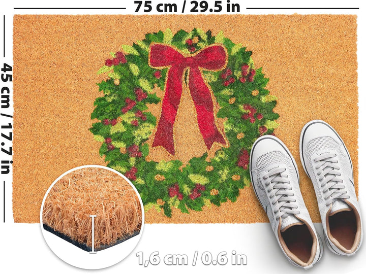 BRUBAKER Weihnachtsfussmatte Adventskranz - Antirutsch Fussmatte für Aussen und Innen - 45 x 75 cm O