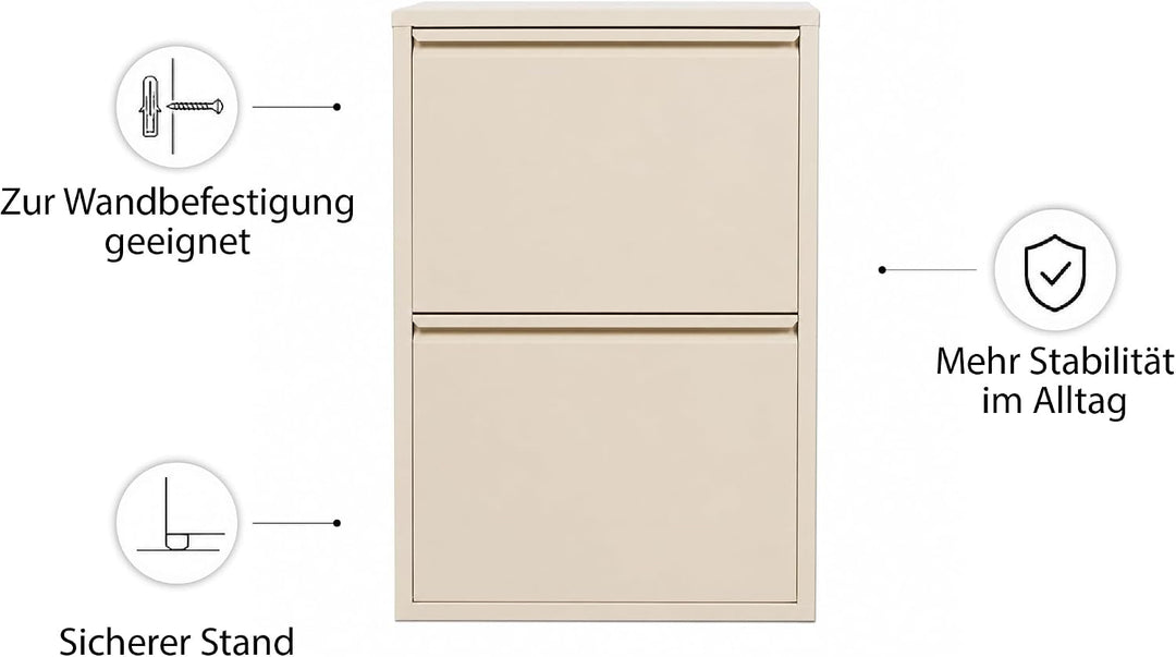 Schuhschrank Schmal, Metall Schuhkipper mit Magnet-Klappen, Schmaler Schuhschrank für Flur, Eingang