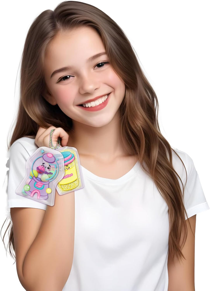 Squishy Fun Accessories Coffee Shop Set, 10 Befüllbare Beutel mit Laminator, Gelee-Füllung und Perle