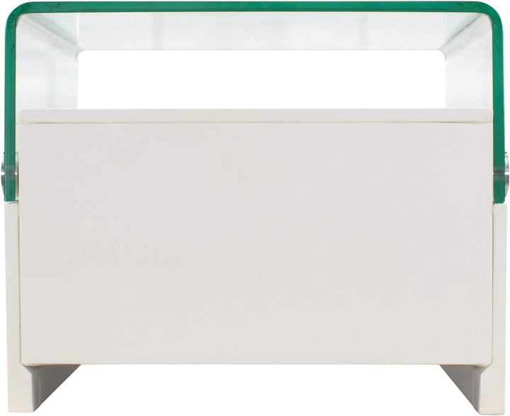 i-flair® - Nachttisch, Nachtkonsole aus hochwertigem Kunstleder - S69 Weiss, Weiss