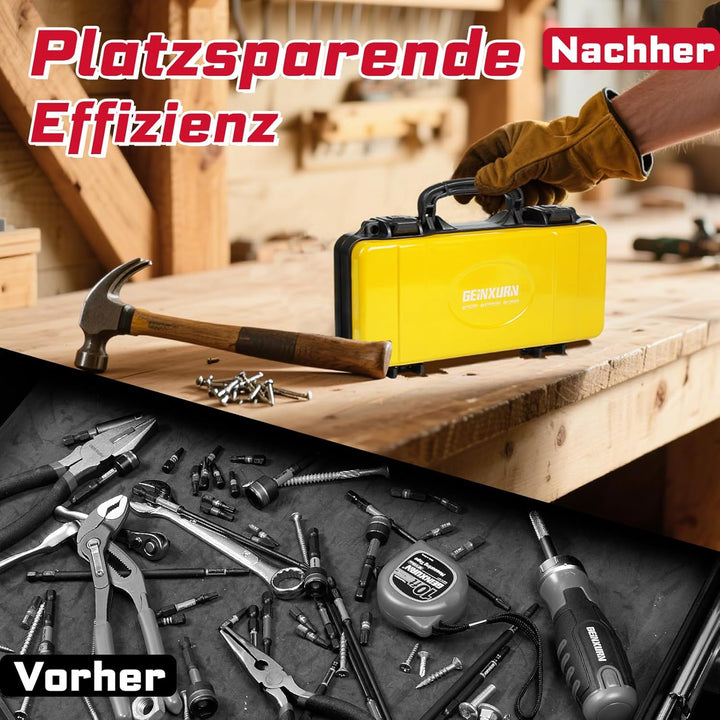 Gelb Werkzeugkasten, Tragbarer, Robuster Werkzeugkoffer aus Stahl mit Sicherheitsverschluss und Grif