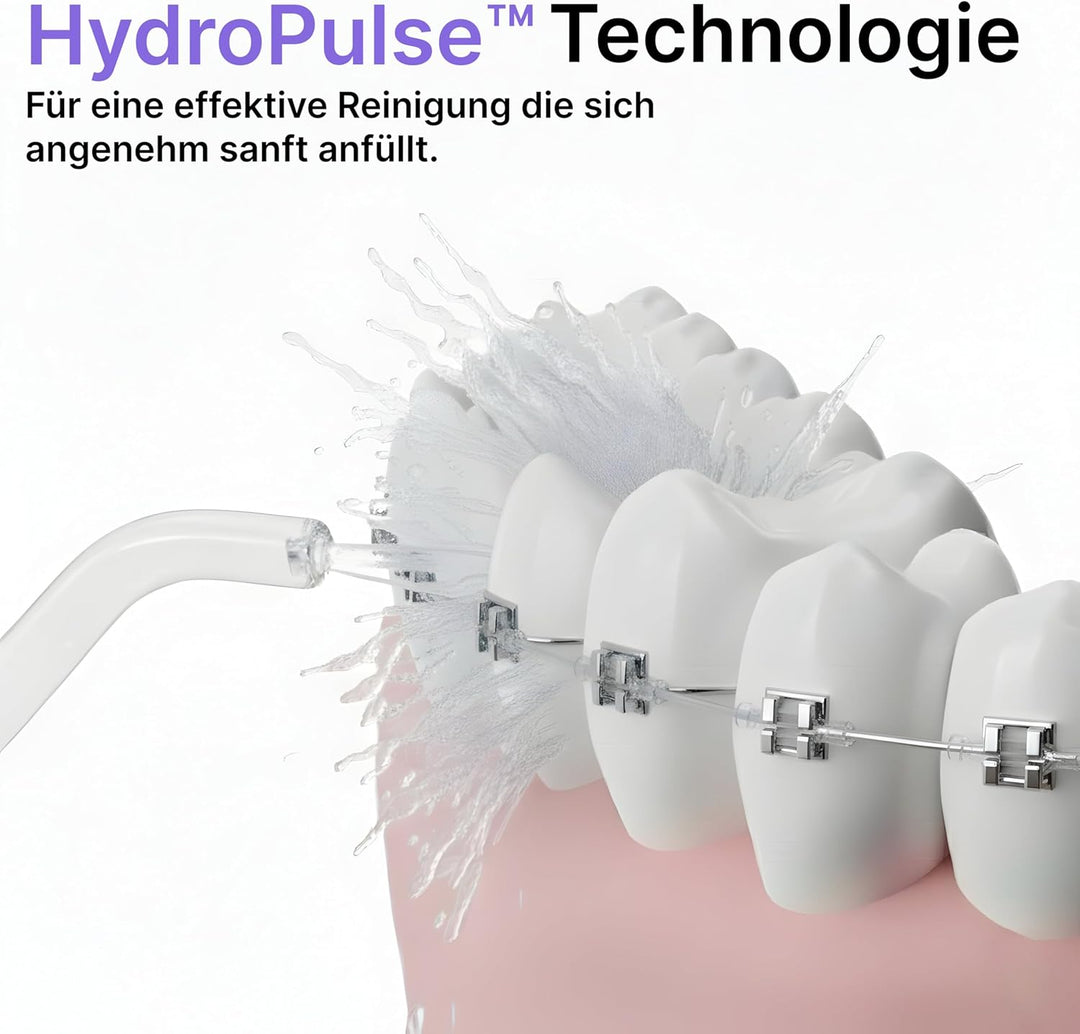 SonicSmile® Sonic Mini Munddusche – Kabellos & kompakt, Teleskop-Design, 4 Aufsätze, Zahnzwischenrau