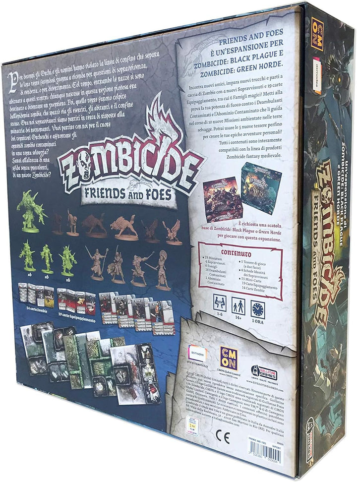 Asmodee - Zombicide 8439 Green Horde: Freunde und Feinde, Brettspiel, Erweiterung, italienische Ausg
