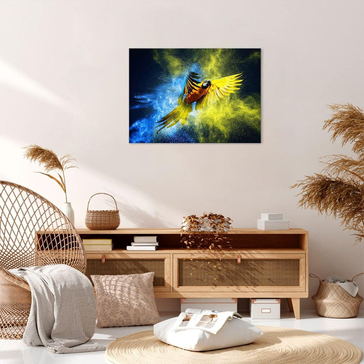 Bilder auf Leinwand Papagei Vogel Feder Leinwandbild mit Rahmen 70x50cm Wandbilder Dekoration Wohnzi