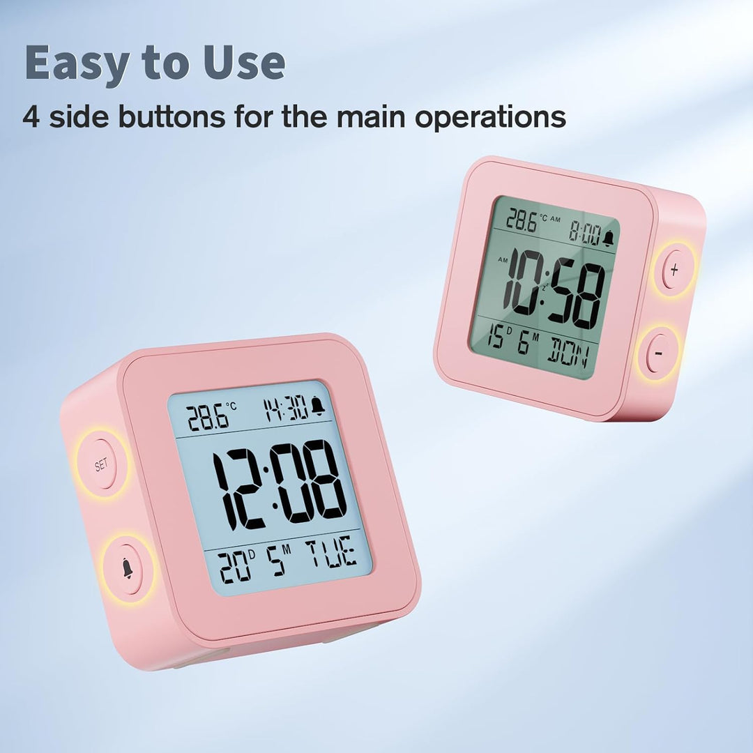 LATEC Wecker Digital, Digitaler Wecker Batterie Alarm Clock, Klein Reisewecker Digital Uhr mit Tempe