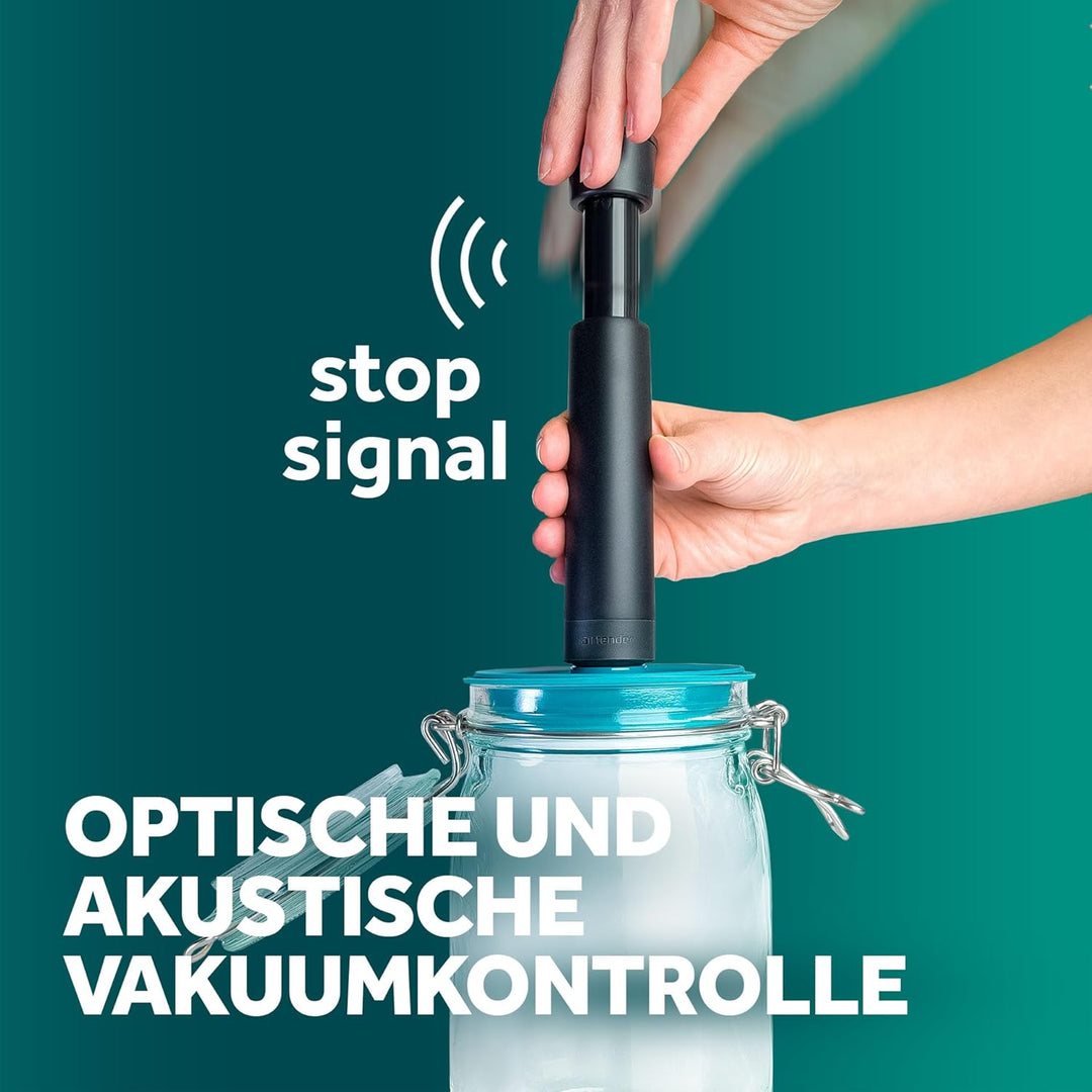 Airtender Vakuumdeckel-Set inkl. Pumpe für Einmachgläser – Frische Lebensmittel bis zu 5x länger gen