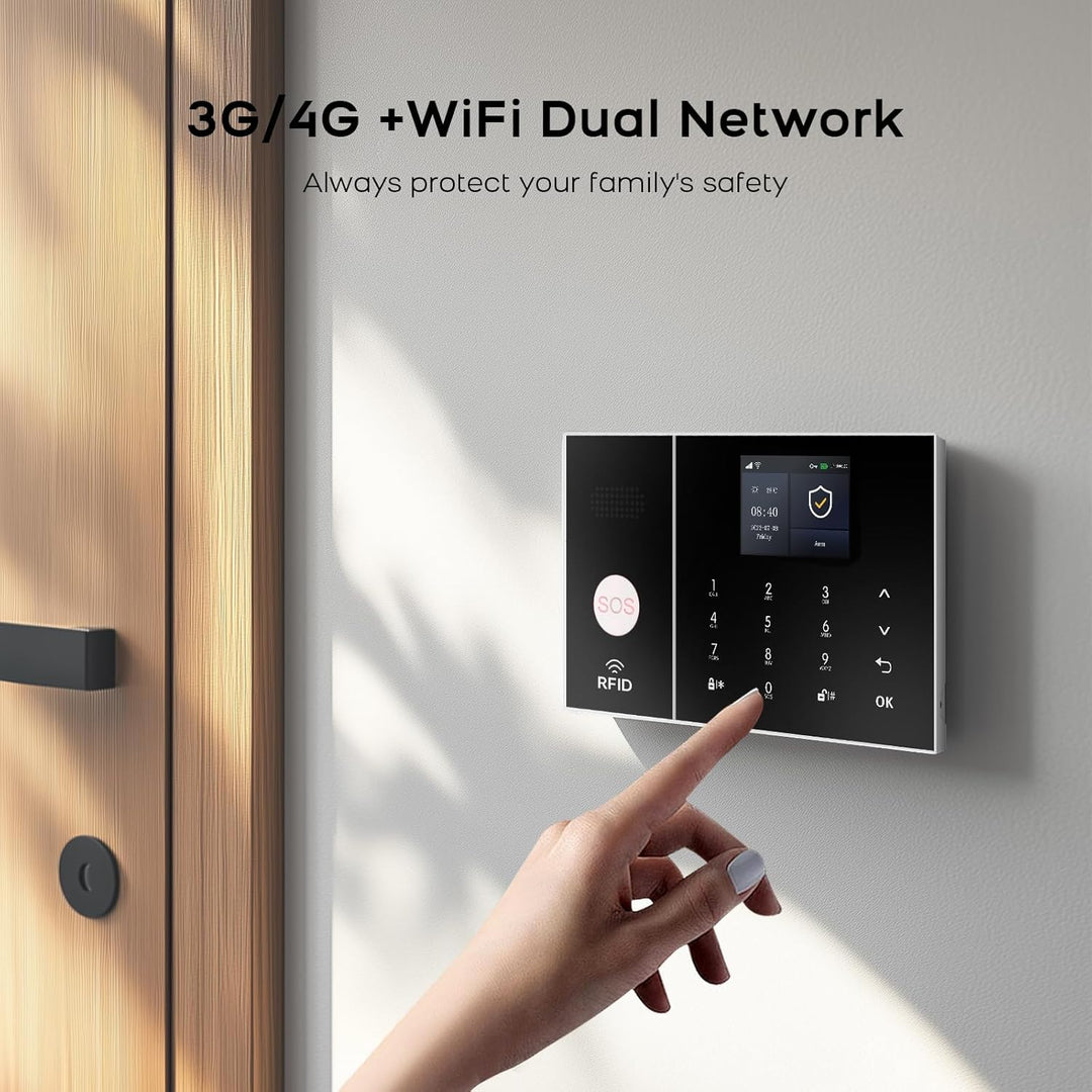 Clouree Alarmanlagen-Set für Zuhause mit 3MP-Aussenkamera, 4G+WLAN-Alarmsystem mit Sirene, PIR-Beweg