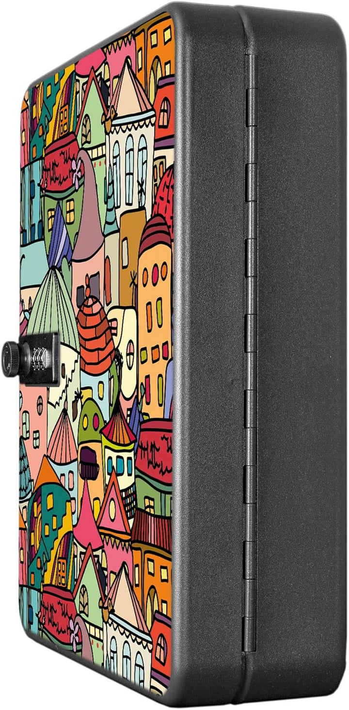 banjado® Burg-Wächter® abschliessbarer Schlüsselkasten mit Motiv Funky Town für 36 Schlüssel - Schlü