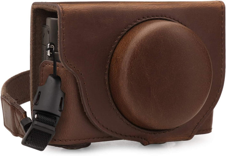 MegaGear MG1731 Ever Ready Leder Kameratasche mit Trageriemen kompatibel mit Sony Cyber-Shot DSC-RX1