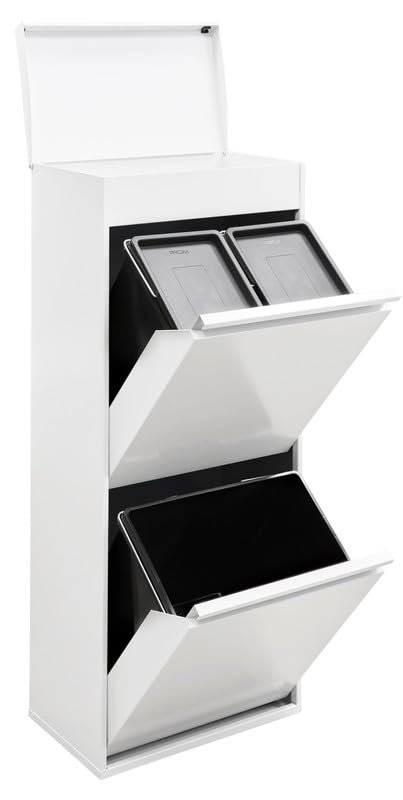 ARREGUI Top CR421-B Mülltrennsystem aus Stahl mit Aufbewahrungsbox mit Deckel | 3 Fächer Mülleimer f