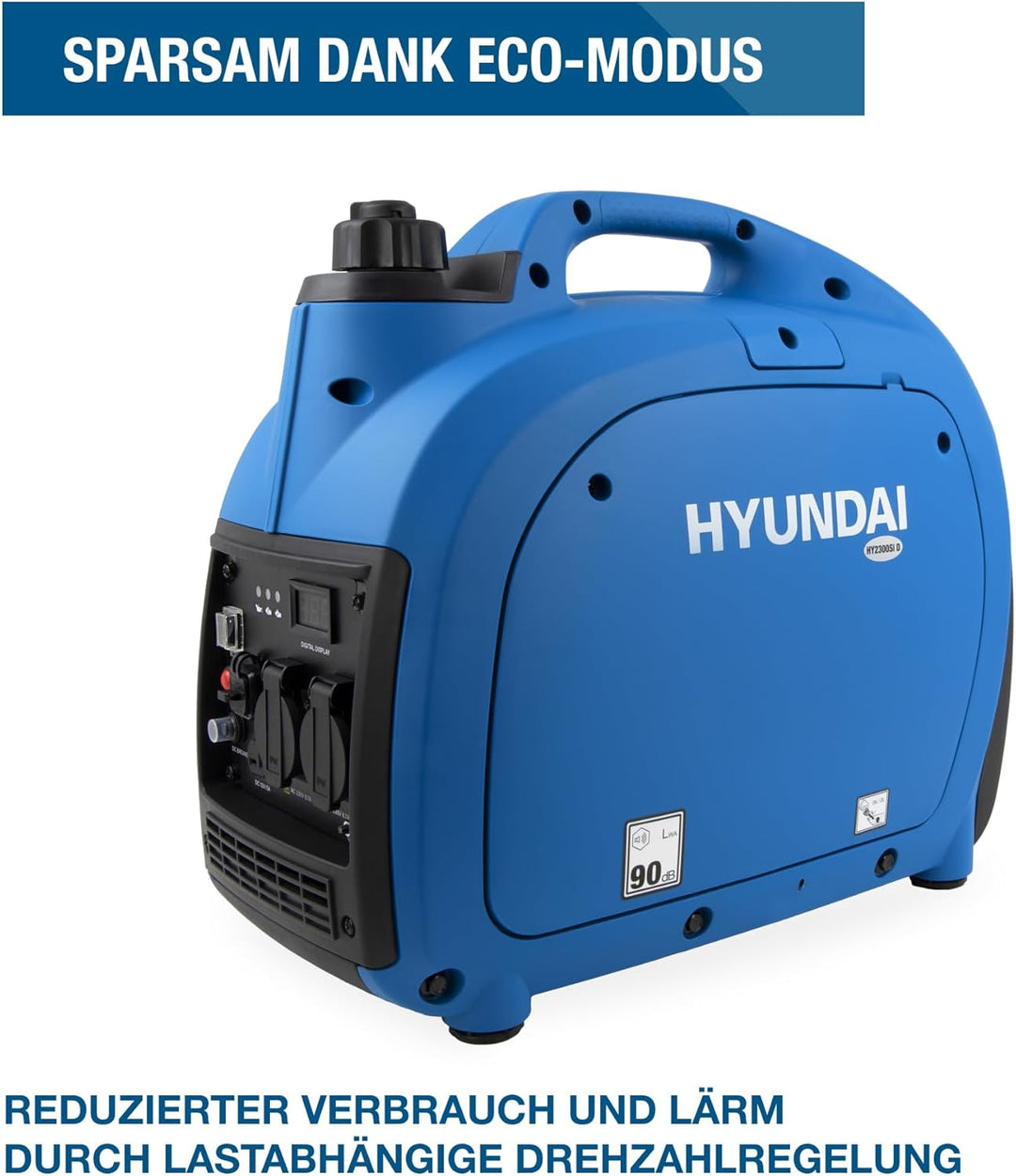 HYUNDAI Inverter Stromgenerator HY2000Si D, Notstromaggregat, Generator, Stromerzeuger mit 2 kW, Ben