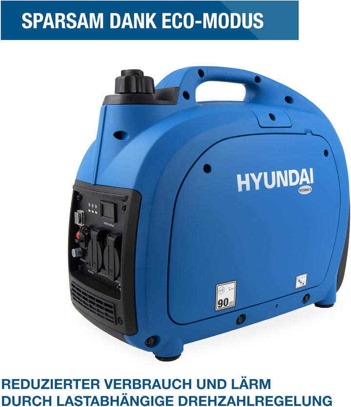 HYUNDAI Inverter Stromgenerator HY2000Si D, Notstromaggregat, Generator, Stromerzeuger mit 2 kW, Ben