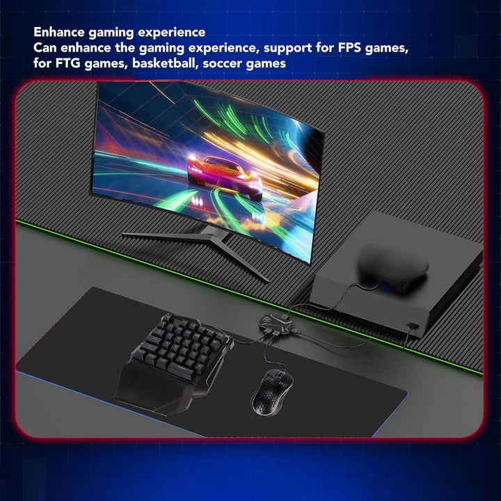 Einhand-Halb-Gaming-Tastatur- und Maus-Kombination, mit Tastatur- und Mauskonverter, Unterstützt für