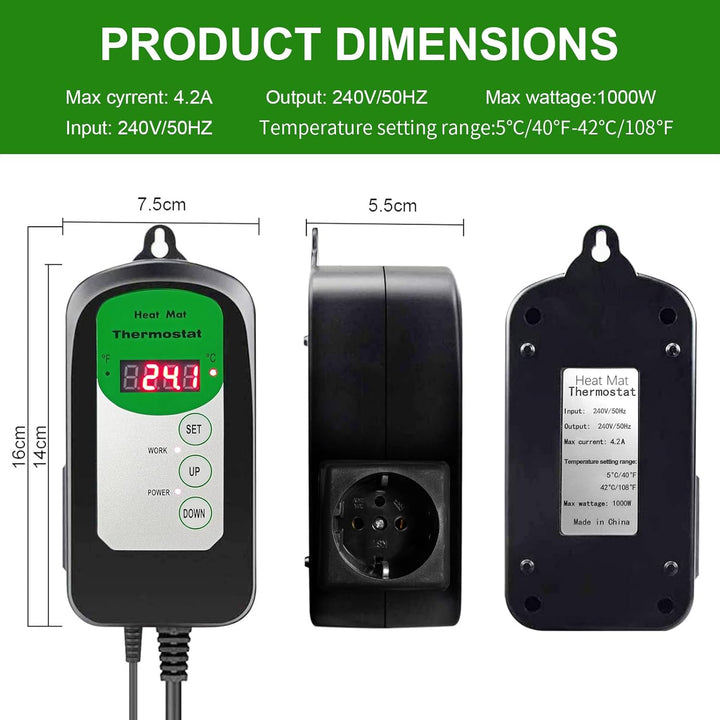 Heizmatte für Setzlinge, digitaler Thermostatregler 68 – 108 °C, Material zur Keimung von Pflanzen,