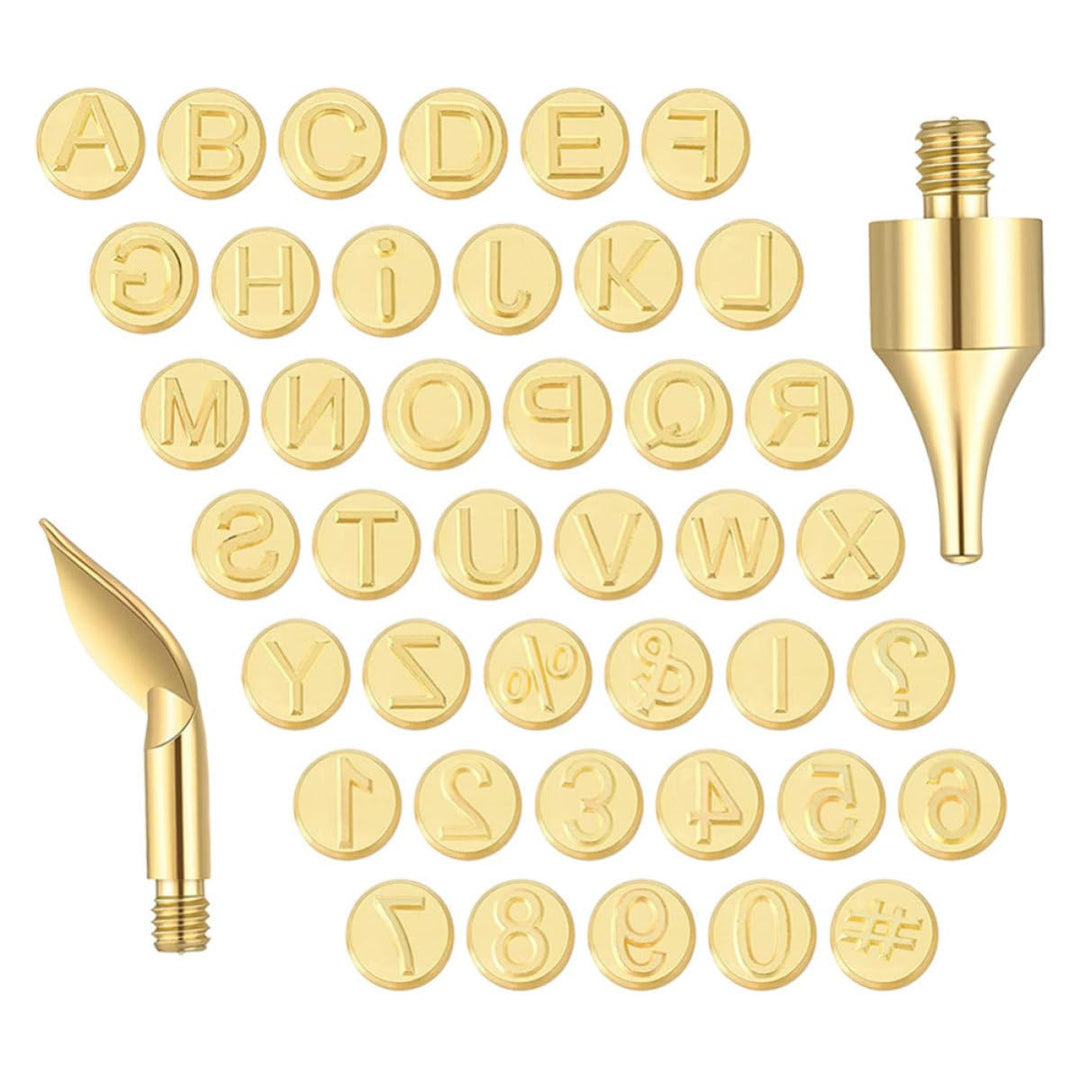 BESPORTBLE Brennspitzen Satz für Zahlen und Buchstaben aus Messing mit Hoher Temperaturbeständigkeit