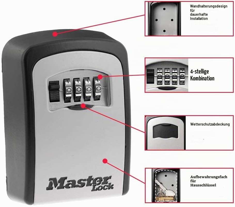 Master Lock 5420D Set Ihre eigene Kombination Wandbefestigung 5 Key Capacity schwarz, Wandbefestigun